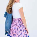 Sandy Smocked Mini Skirt - Cornflower Lobsters/Pink Stripe