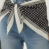 Polka Dot Pattern Silk Scarf - Black