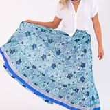 Lucy Smocked Maxi Skirt - Hibiscus Seafoam