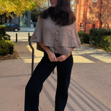 Elly Button Front Cape Sweater - Mocha