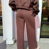 Teddi Fleece Wide Leg Sweatpants - Chocolate