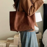 Suzy Suede Tote with Pouch - Chocolate