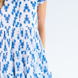 Lou Flutter Sleeve Mini Dress - Lobsters Bright Blue