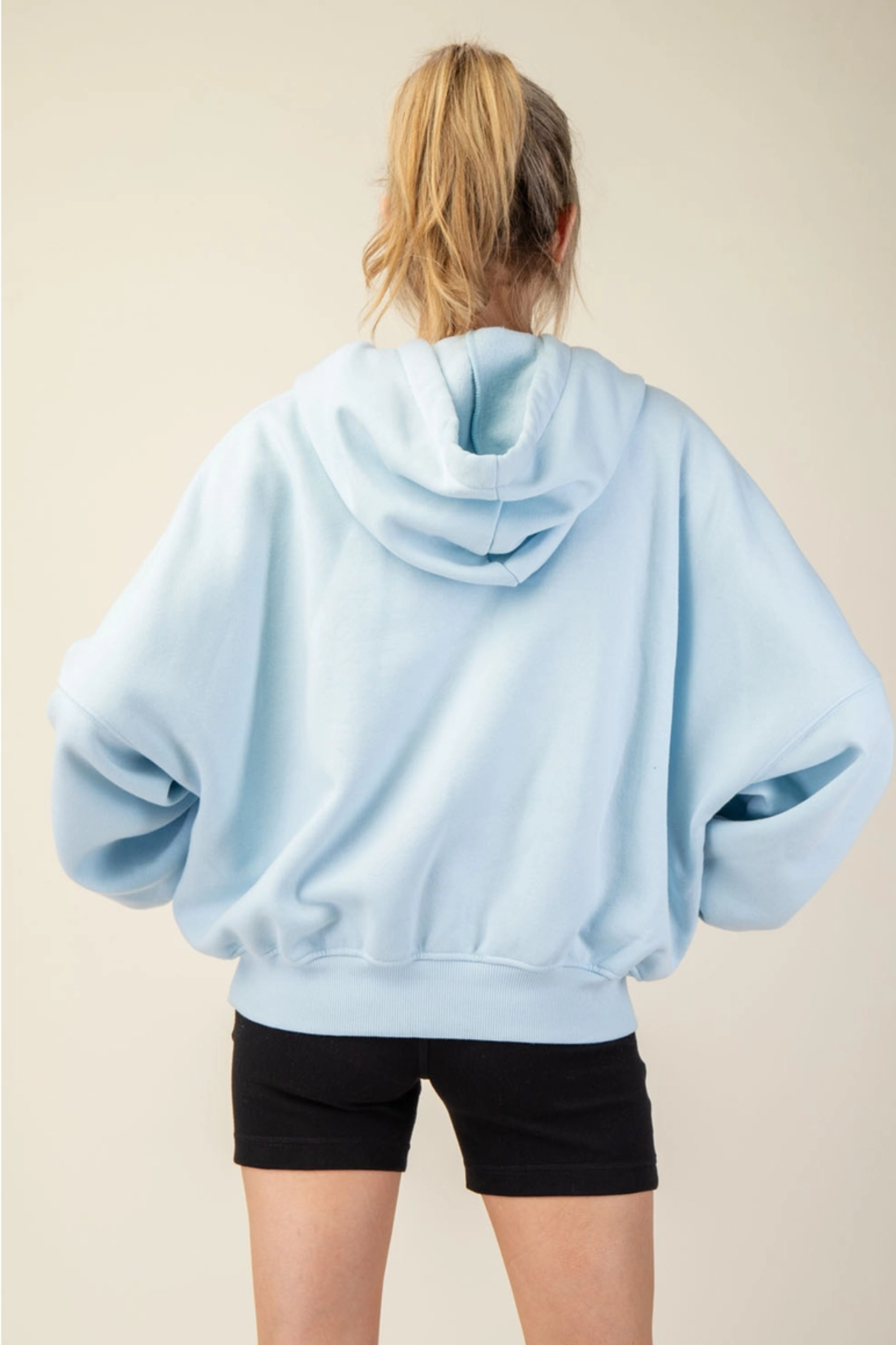 Karris Terry Quarter Zip Hoodie - Snow Blue