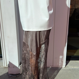 Claire Skirt Skirt with Lace Trim - Chocolate