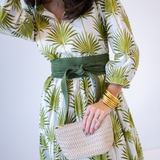 Esther 3/4 Sleeve Blockprint Maxi Dress - Palms Green