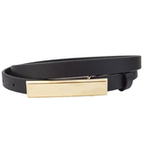 Skinny Belt with Gold Buckle - Black