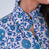 Louise Flutter Sleeve Blockprint Maxi Dress - Poppy Mix Blue