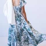 Lil Smocked Maxi Dress - Toile Dark Green