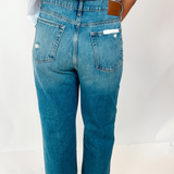 Logan 30" Inseam High Waist Crossover Dad Jean - Medium Dark