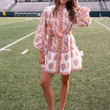 Tigers Long Sleeve Belted Mini Dress - Floral