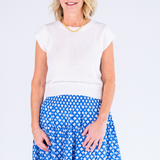 Carli Cap Sleeve Knit Top - Pure White