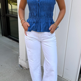 Cara Smocked Top - Denim