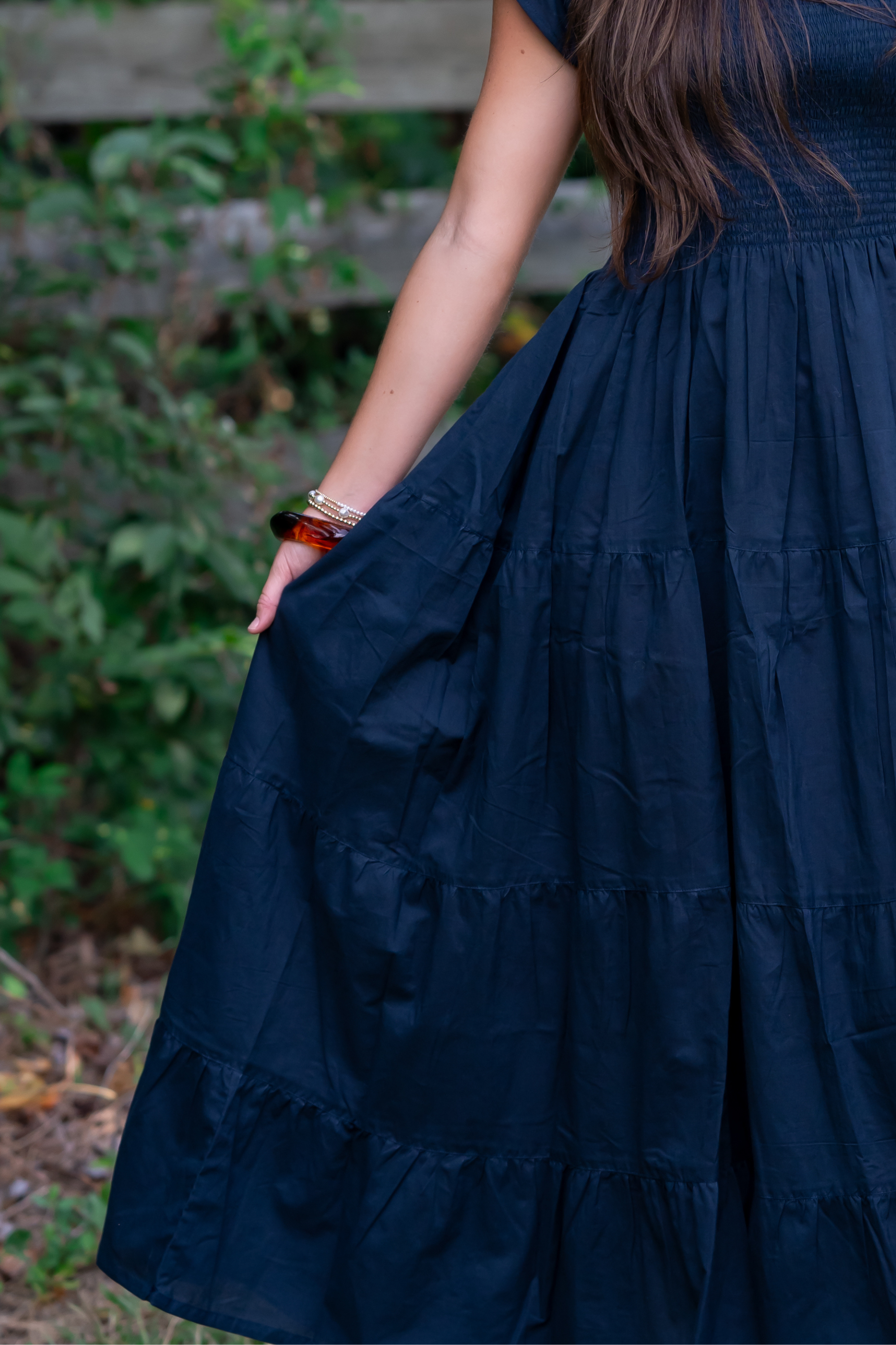 Lil Smocked Maxi Dress - Navy Solid