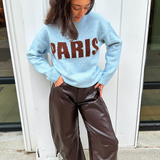 Kiki Faux Leather Barrel Pants - Dark Chocolate