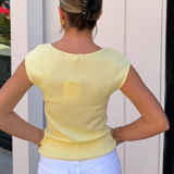 Ryan Square Neck Ribbed Knit - Yellow