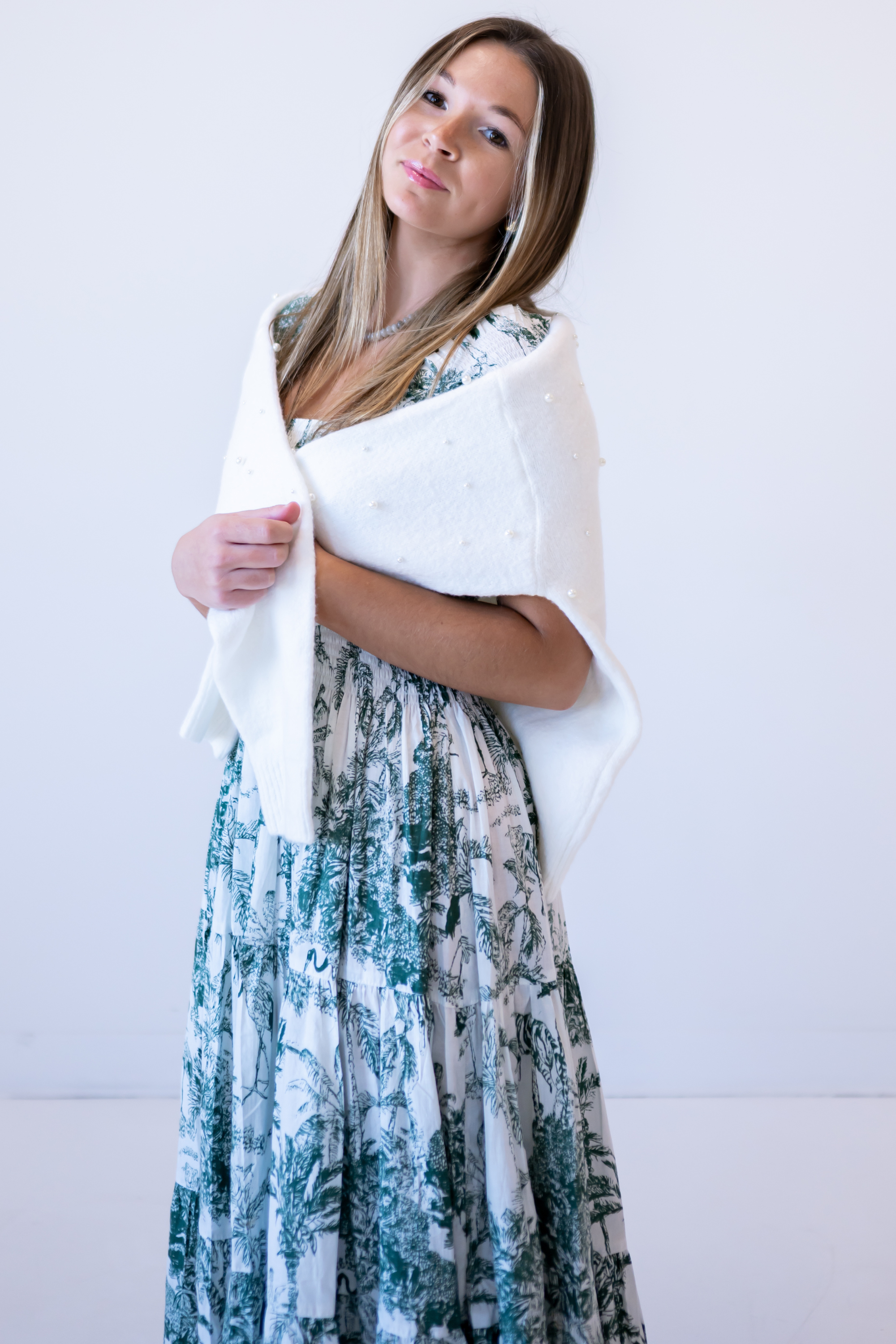 Lil Smocked Maxi Dress - Toile Dark Green