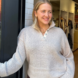 Emily Snap Henley Sweater - Oat