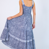 Katie Smocked Maxi Dress - Flower Explosion Navy