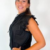 Miley Flutter Sleeve Top - Black