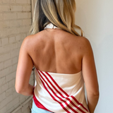 Mariah Cowl Top - Cream/Red