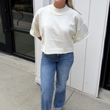 Baylor Marled Short Sleeve Sweater - Off White