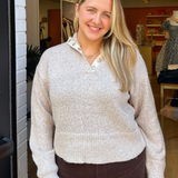Emily Snap Henley Sweater - Oat