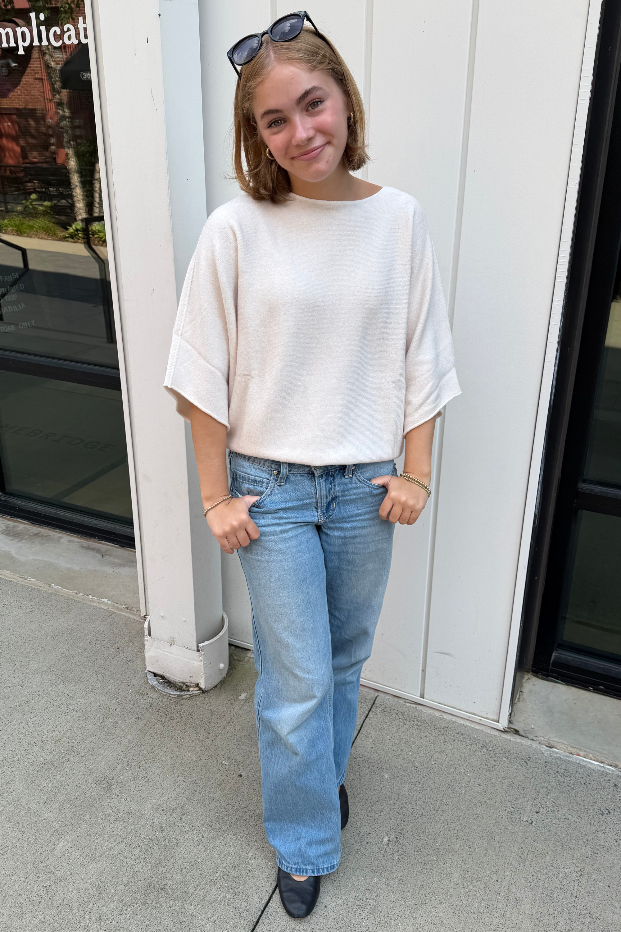 Mia Crewneck Batwing Sweater - Classic Ivory