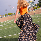 Britt Fall Smocked Maxi Skirt - Tigers Black