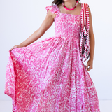 Erin Tie Back Maxi Dress - Oasis Coral