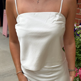 Cyra Neck Tie Top - Pearl