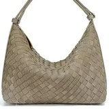Sia Woven Suede Hobo Bag - Khaki