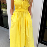 Ava Smocked Midi Dress - Yellow