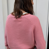 Aliza Contrast Stitch Cardigan - Pink/Brown