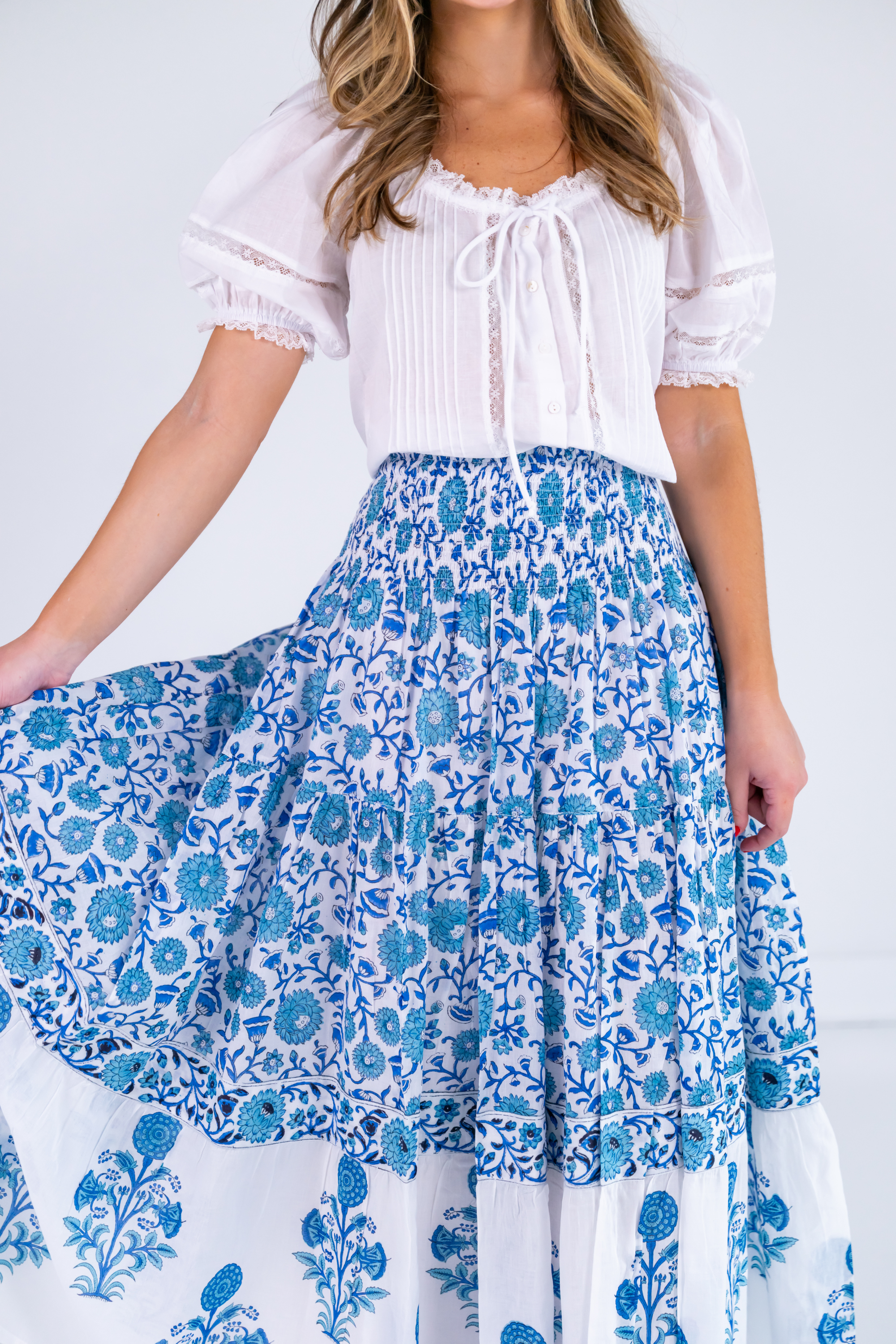 Lil Smocked Maxi Dress - Poppy Mix Blue