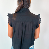 Miley Flutter Sleeve Top - Black