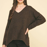 Bailey Vneck Sweater - Smoke Brown