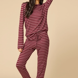 Cloud Soft Neck Lounge Set - Cherry Cola Stripe
