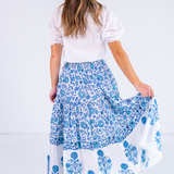 Britt Smocked Midi Skirt - Poppy Mix Light Blue