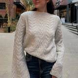 Rosie Crop Bell Sleeve Sweater - Oatmeal
