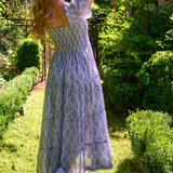 Lil Smocked Maxi Dress - Fronds Navy