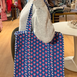 Alice Small Zippered Tote Bag - Electric Blue Mini Flower