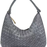 Sia Woven Suede Hobo Bag - Grey