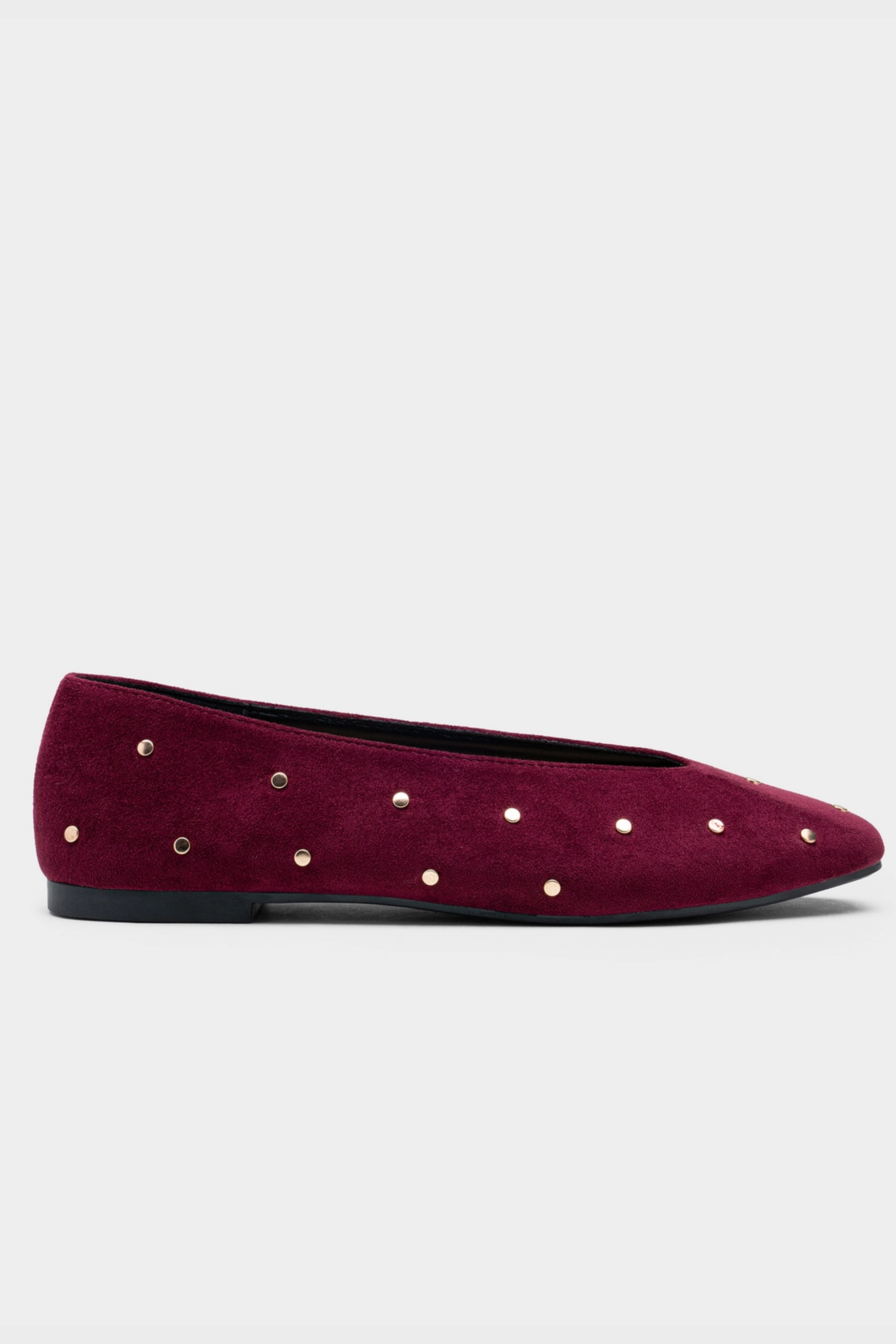 Hannah Studded Suede Ballet Flats - Burgundy