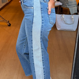 Montana Contrast Straight Jean - Medium Denim