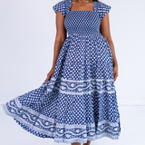 Lil Smocked Maxi Dress - Mini Lotus Navy