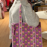 Alice Small Zippered Tote Bag - Royal Purple Mini Floral
