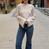 Rosie Crop Bell Sleeve Sweater - Oatmeal