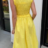 Ava Smocked Midi Dress - Yellow