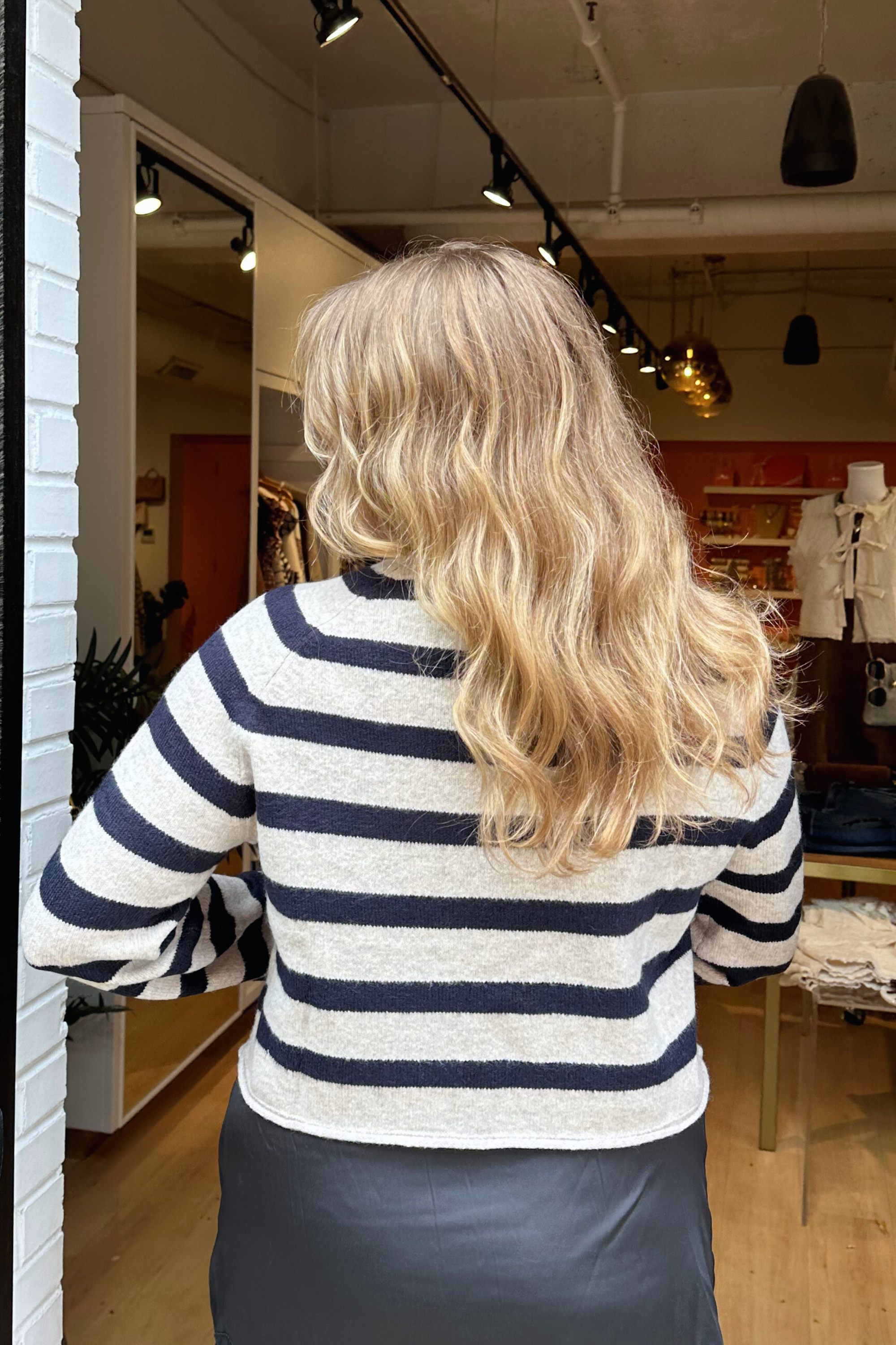 Lucy Boat Neck Striped Sweater - Papyrus